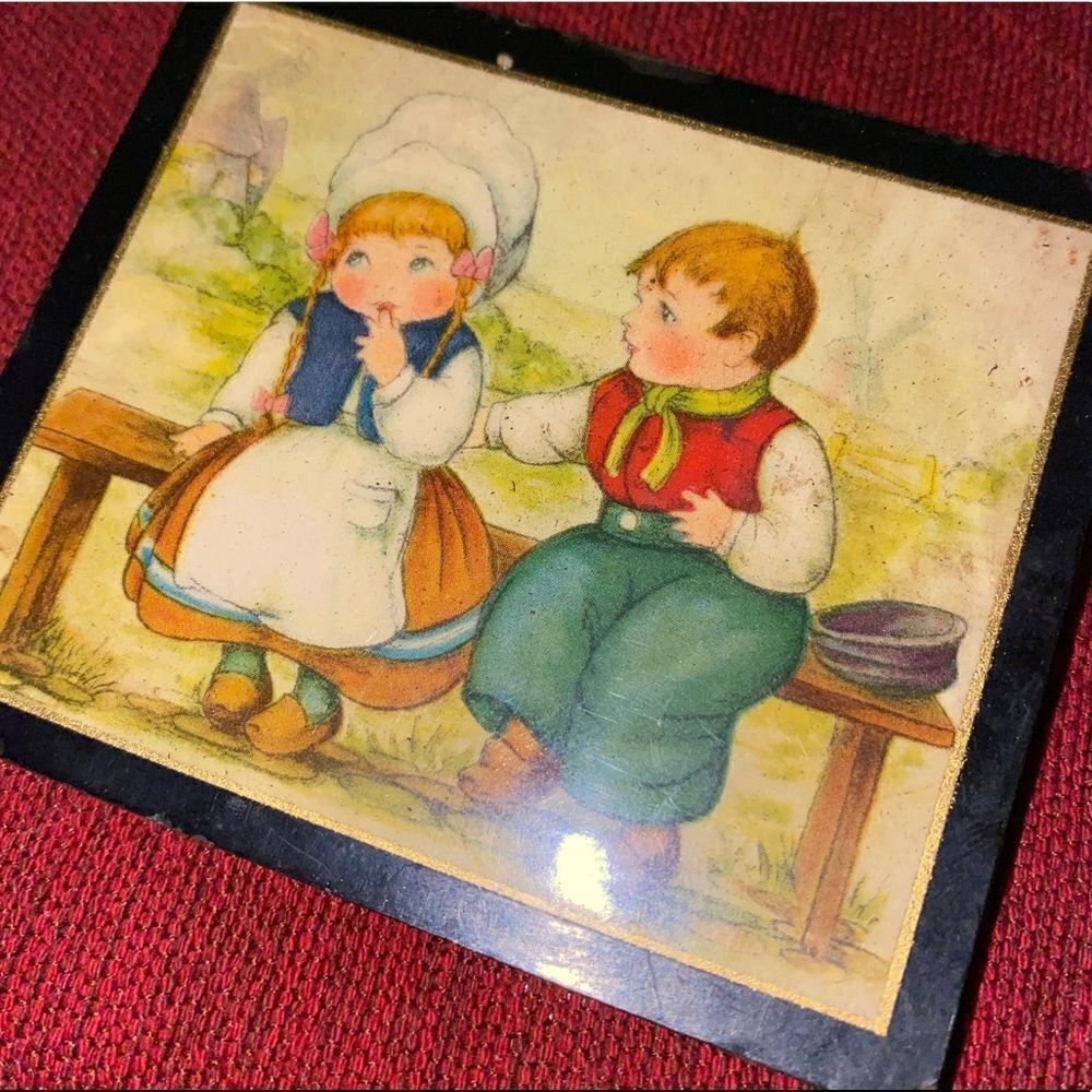Vintage Wooden Wall Hanger “Crush” Scene